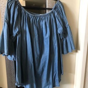Denim, bell sleeve top